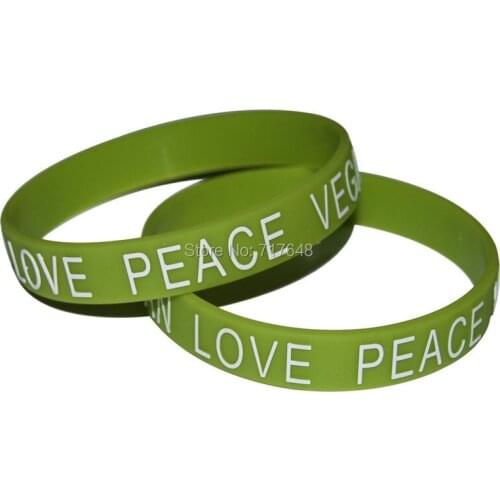 100pcs Vegan Love Peace Activist Veganism Awareness wristband silicone bracelets free shipping by epacket A