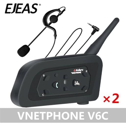 2 Packs EJEAS Professional Football Referee Intercom Motorcycle Snowmobile Skiing Motorbike 1200M V6C Wireless BT Intercom