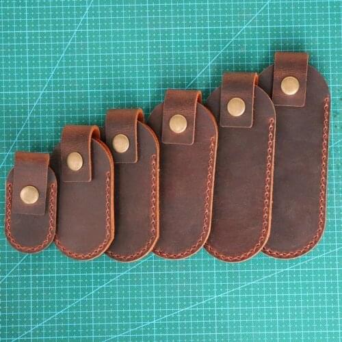7 Designs First Layer Crazy Horse Cowhide Leather Folding Knife Tool Pliers Quick Button Case Sheath Waistband Belt Buckle