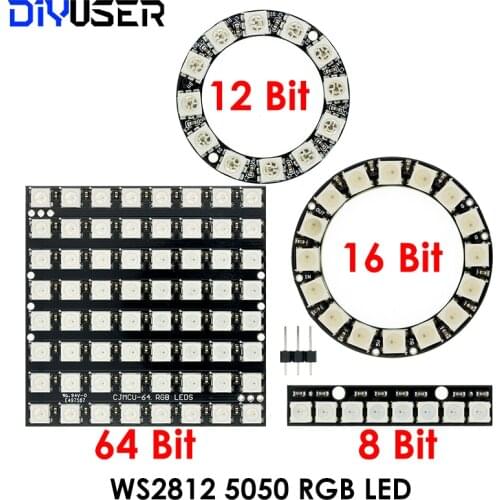 8 16 64 Channel WS2812 WS2812B WS 2811 5050 RGB Lamp Panel Module 5V 8Bit 16Bit 64Bit 8X8 Rainbow LED Precise