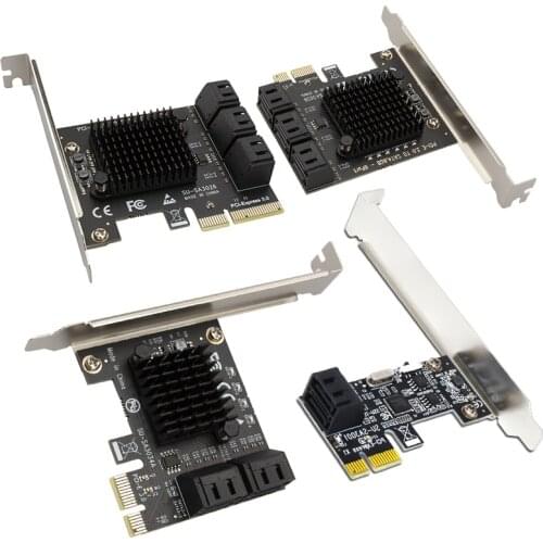 ASM1064 SATA PCIe Adapter 2/4/6 Port SATA III to PCI Express 3.0 X1 Controller Expansion Card Adapter Video Card Cable Extender