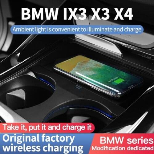 For BMW 3 Series F30 F31 X3 X4 IX3 car QI wireless charger fast charging module cup holder panel accessories for iPhone