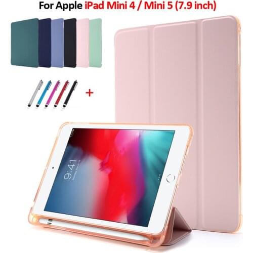 For iPad Mini Case 7.9 inch Flip Stand Protective Case with Pencil Holder Smart Cover For Funda iPad Mini 5 Mini 4 Case Coque
