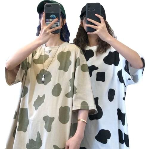 Cow Print T-shirt Women Tops Harajuku Short Sleeve Female T Shirt Casual Tees Summer Fashion Womens Tshirts Loose Woman Clothes