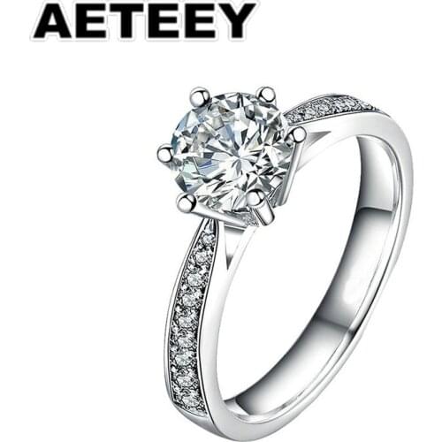 Real sterling silver s925 Moissanite classic 1ct 2ct 3ct six-claw diamond ring women diamond wedding ring wedding jewelry JA-06