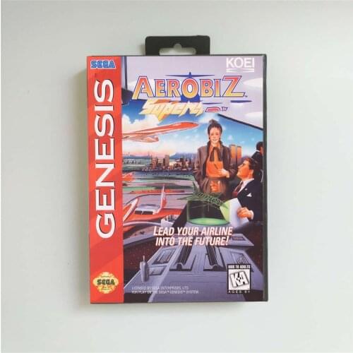 Aerobiz Supersoniced - USA Cover With Retail Box 16 Bit MD Game Card for Sega Megadrive Genesis Video Game Console