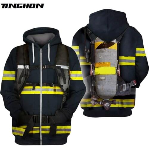 Fire Department Suit 3D All Over Printed Zipper Hoodies 3D Print Zip Sweatshirt Men Women New Style Sportswear Casual Outerwear