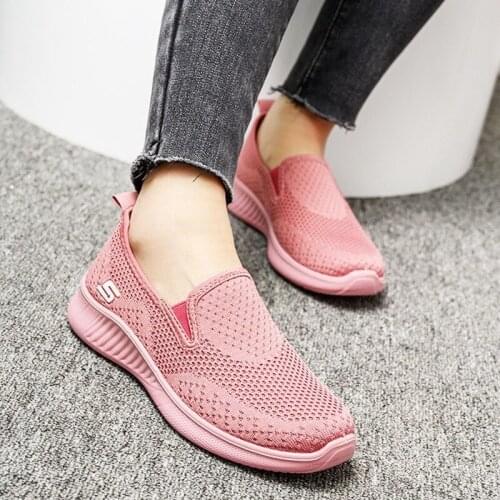 Sneakers Women 2021 New Breather Mesh Women Casual Shoes Slip-on Pink Sneakers Tennis Shoes Woman Zapatos De Mujer Tennis Female