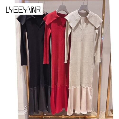 Модные трикотажные платья LYEEYNNR China At AliExpress