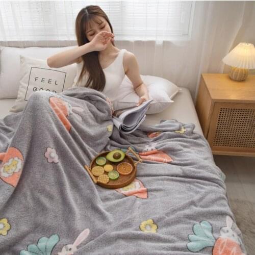 Soft Blanket Suitable for Home Office Travel Bedding Flannel Comfortable Water Absorption Double Bed Sheet Blanket Quality F0285