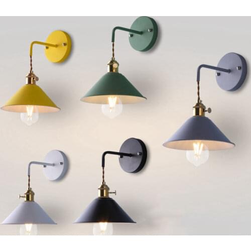 Nordic Wall Lamp Colorful wall Light with Switch Indoor Modern Loft decor Light Sconce for Home Lighting AC 90-260V