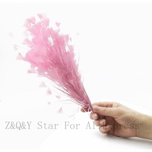 Natural turkey torn flat hair dyed light pink made into 30-35CM wire flower DIY craft performance costume feather
