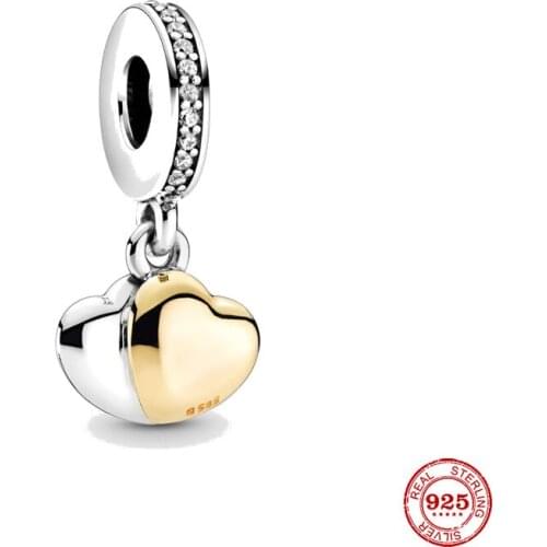 New Original Silver Color Heart Dangle Bead Fit European Pandora Charms Bracelet Bangles Diy Jewelry P201