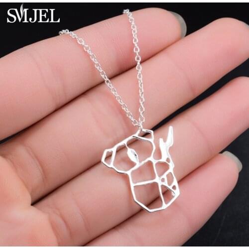 SMJEL New Arrival European Origami Koala Charm Necklaces Cute Geometric Panda Baby Lover Gifts Jewelry Accessories Wholesale