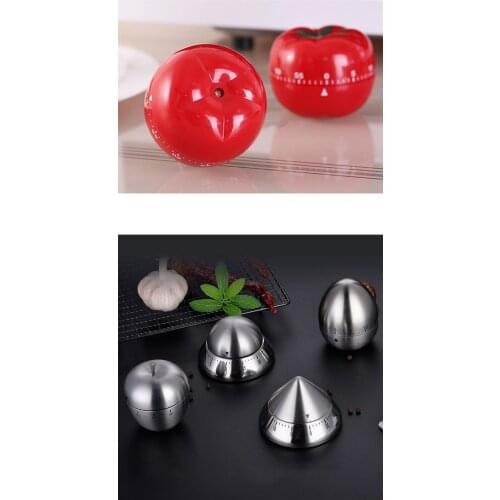 5 Shape Newly Timer Mechanical Cute Apple egg tomato Kitchen Cooking Timer Alarm 60 Minutes 360 Degree Stainless Steel Fruit