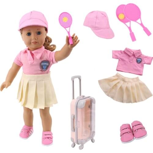 Doll Clothes Pink Tennis Suit For 18 Inch American&43 Cm Baby Doll Accessories,Generation,Birthday Christmas Girls Gifts