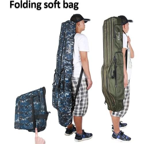 110cm/120cm/130cm/150cm Portable Fishing Bags Folding Fishing Rod Case Fishing Gear Tackle Bag Carrier Canvas Pole Storage Bag