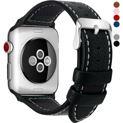 7 Colors for Apple Watch Bands 38mm 40mm 42mm 44mm , Jan Calf Leather Strap Replacement Band/Strap for iWatch Series 1 2 3 4 5