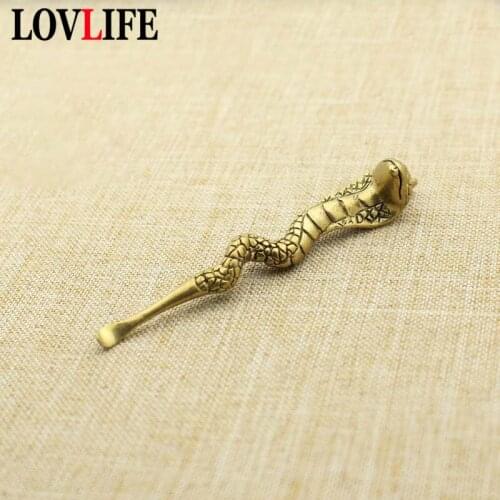 Retro Brass Cobra Ear Pick Car Key Chain Pendant Jewelry Creative Friends Gifts Pure Copper Chinese Zodiac Animal Snake Keyring