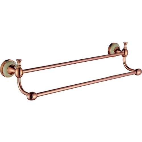 Rose gold Brass Towel rack Doube Towel bar Bathroom hardware accessories-A