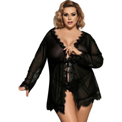 Sexy Lace Lingerie Set Home Pajamas Plus Size Sexy Dress Women Transparent Hot Underwear Set Silk Satin Lace Lingerie