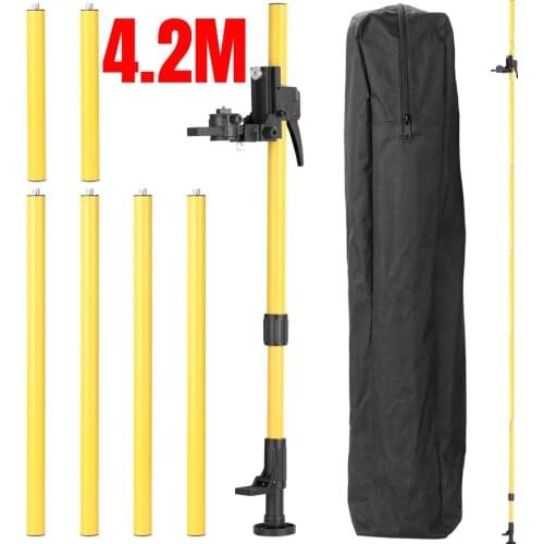 Max 4.2m Height Adjustable Line Leveler Stand Bar Telescopic Pole Bracket 1/4'' Thread Lift Extend Holder for Laser Level