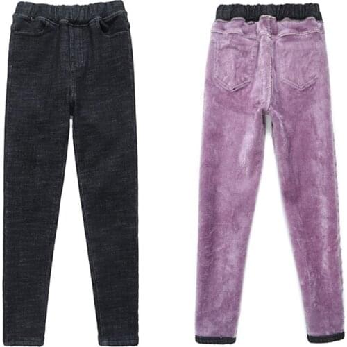 Double Fleece Thermal Jeggings Warm Pants Jean Winter Warm Pants for Women Girl New