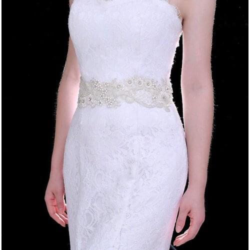 Heavy Beaded Bridal Belt Crystal Floral Party Belts for Women Wedding Dresses Sash Ladies Formal Jewelry Belt Applique B99