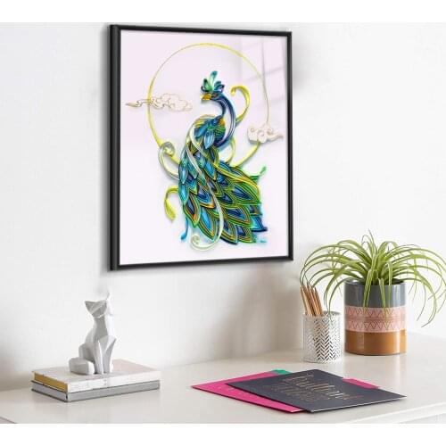 UNIQUILLING 3D Peacock DIY Quilling Paper Paintings with Frame Wall Decor Quilling Paper Crafts Gifts DIY Paper Painting Tools