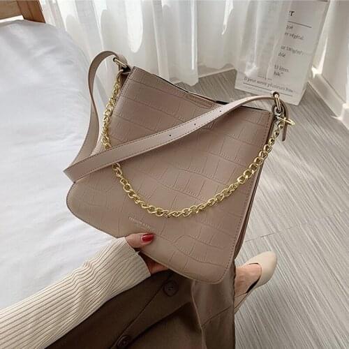 Vintage leather Stone Pattern Crossbody Bags For Women 2020 New Shoulder Bag Fashion Handbags and Purses Bucket Bags