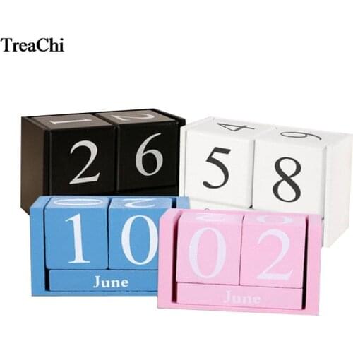 Vintage Eternal Block Month Date Desk Accessory Prop Wooden Perpetual Calendar Store Jewelry Counter Office Expositor Desk Decor