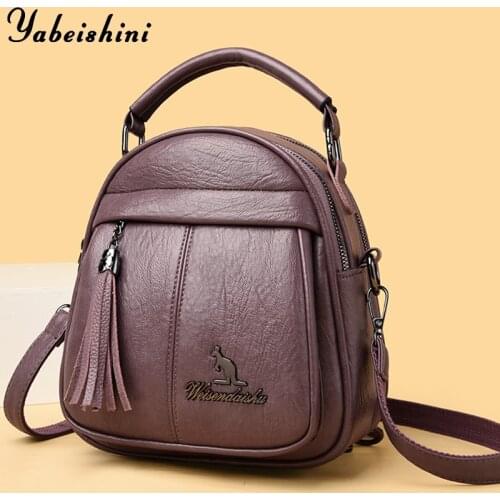 2021 Large Capacity Retro Large Multifunction Leather Backpack For Women Teenage Girls School Bags Ladies Travel Shoulder Bag