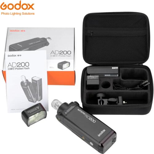 Godox AD200 200Ws 2.4G TTL Flash Strobe 1/8000 HSS Cordless Monolight with 2900mAh Lithimu Battery 500 Full Power Shots