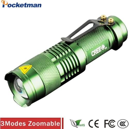High-quality Mini Green LED Flashlight Zoomable LED Torch flashlight torches light lamps