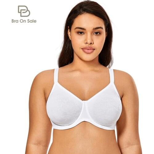 Womens Jacquard Supportive Underwire Minimizer Bra Plus Size Everyday Bra