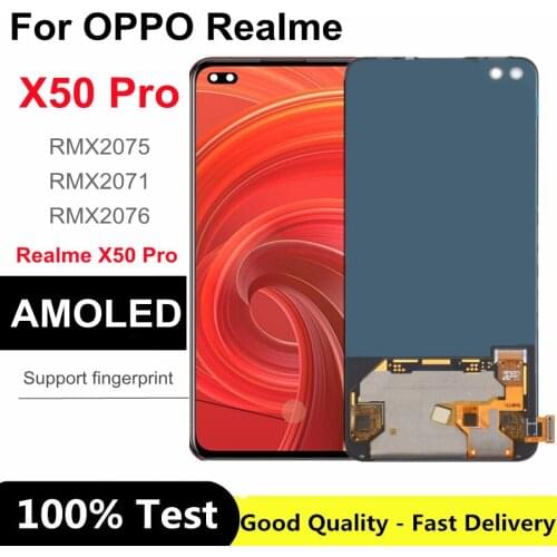 6.44" AMOLED For OPPO Realme X50 Pro 5G LCD Display Touch Screen Digitizer Assembly For Realme X50 Pro RMX2075 RMX2071 RMX2076