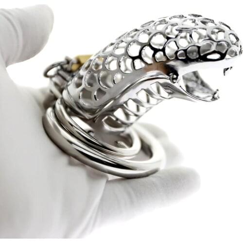 Snake Cage Stainless Steel Cock Cage Ring Chastity Cage Erotic Device Prison Penis Ring Sex Toys For Men Lock Rings