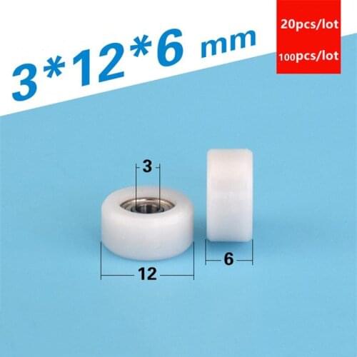 20pcs/100pcs 3*12*6mm 693ZZ miniature 693 bearing POM plastic coated pulley flat wheel precision medical equipment 3x12x6