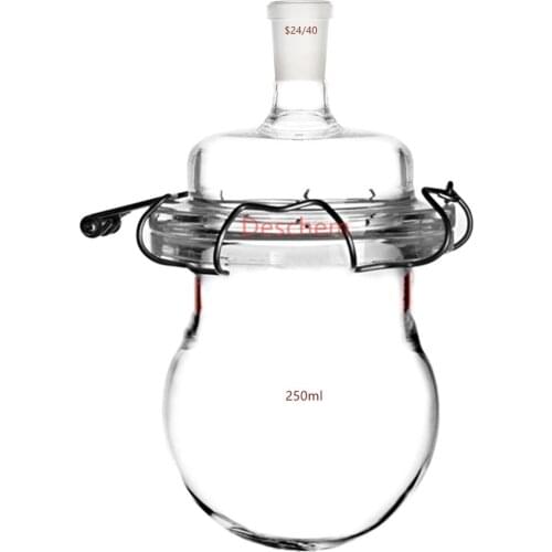 24/40 Glass Reactor Single Neck Round Bottom Reaction Vessel 1-Neck Lid & Steel Clamp