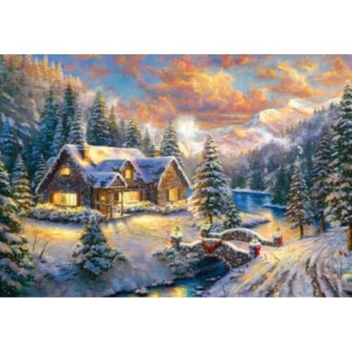5D DIY Winter Landscape Diamond Painting Rhinestone Picture Full Diamond Embroidery Decorative Painting Mosaic Cross Stitch Kit