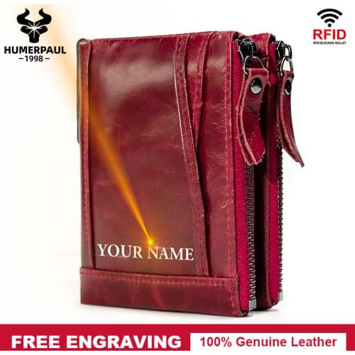 Free Engraving 100% Genuine Leather Women Wallet Female Coin Purse Vintage Small walet Card Holder Clamp Money bag for lady 2020