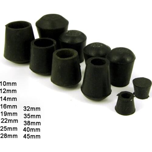 2/10PCS Black Rubber Chair Table Feet Stick Pipe Tubing End Cover Caps 10 12 15 16~45mm