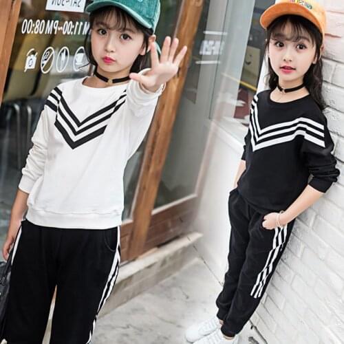 Childrens Sets 2020 Spring/Autumn Girls Cotton Clothing Sports Sweater +Pants 2Pcs Suit Boutique Christmas Outfits 5 -12 Year