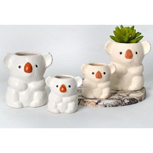 Koala Ceramic Flowerpot Creative Succulents Flowerpot Garden Planting Ornaments Personalized Desktop Storage Small Ornaments