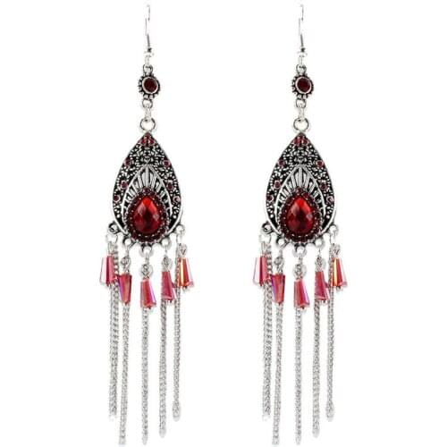 Classic Water Drop Pendant Earrings Womans Fashion Rhinestone Long Earrings Personality Chinese Style Tassels Earrings Jewelry
