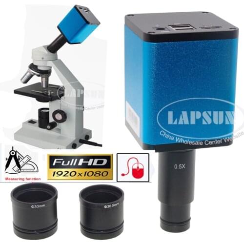 Lapsun 1080P 60FPS SONY Sensor IMX290 HDMI Industry Lab Biological Microscope Camera Measurement + 0.5X Eyepiece Lens Adapter