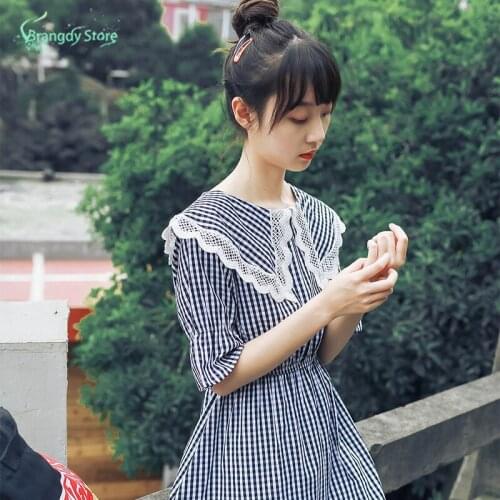 Summer Elegante Plaid Skirt Japanese Lolita Dresses For Women Aesthetic Vintage Dress Fairy Grunge Dark Academia Cottagecore