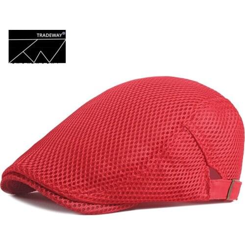 Men Classic Adjustable Cap Denim Hats Casual Newsboy Driving Golf Berets Hat HAT red