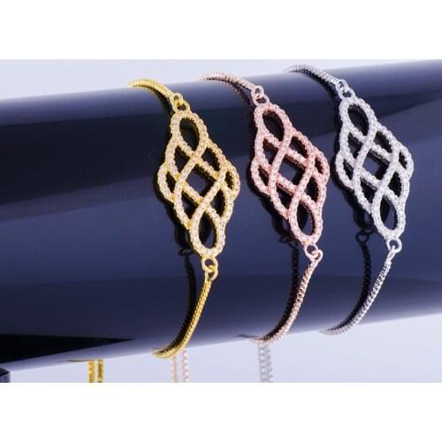 New Fashion Jewelry Vintage Zircon Hollow Charms Bracelet Women Diy Copper Square Chain Bracelets Femme Bijoux Bracciali Donna