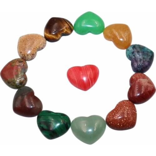 Wholesale Natural Agates Quartz Pink Jades Tiger Eye Heart Shape Cabochon Stone Fashion DIY Necklace For Jewelry Accessories